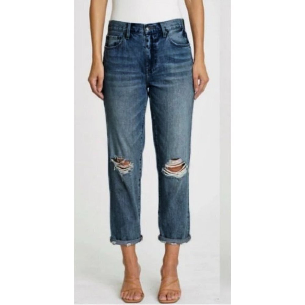 Pistola Plus Size Cropped Raw Hem Stretch Distressed Jeans 16W